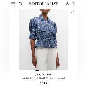 NWOT CINQ Á SEPT Adie Floral Puff Sleeve Jacket